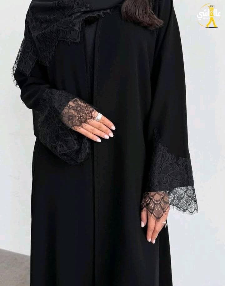 تفصيل عباية كريب مع دانتيل فرنسي